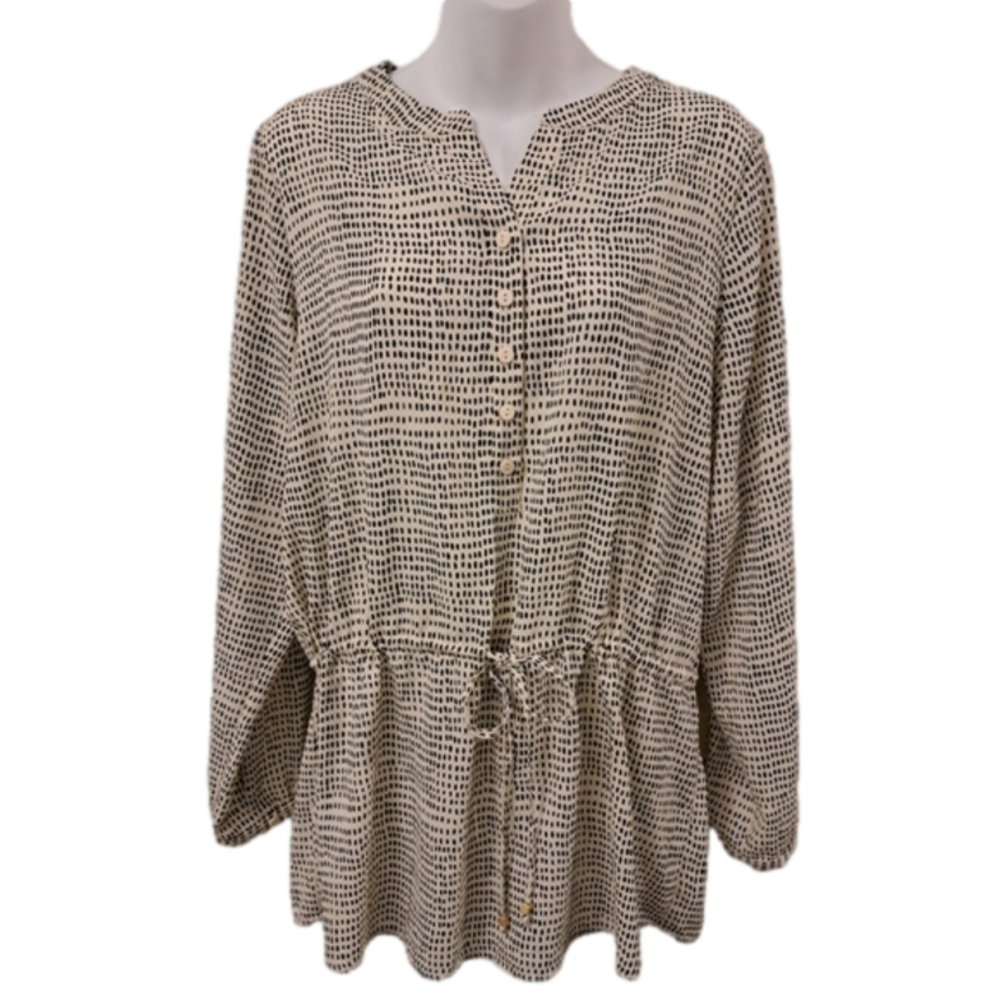 APPLESEED'S - Long Sleeve Tunic - Drawstring Waist - Button Front - Medium - NWT